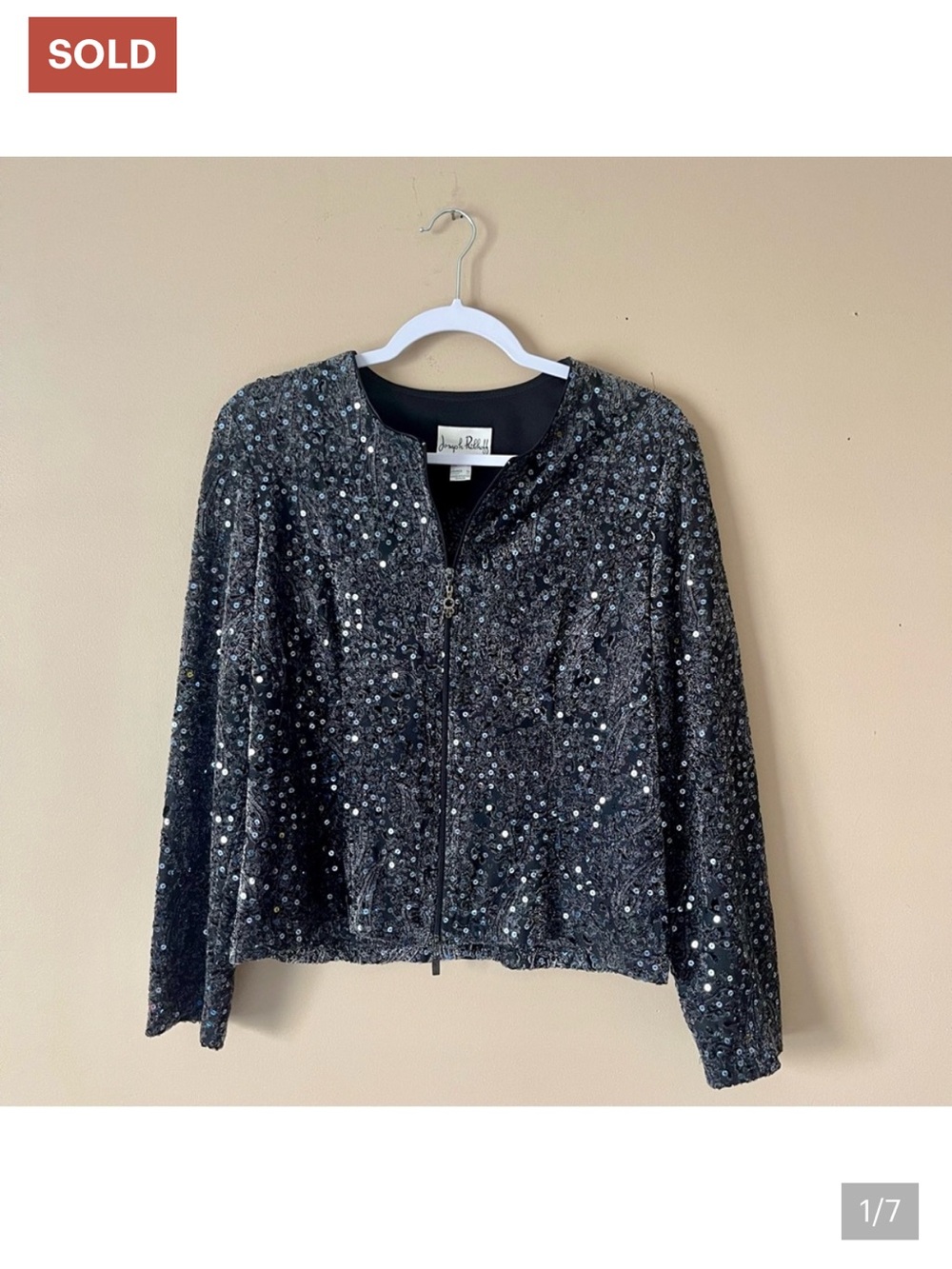 JOSEPH RIBKOFF | Charcoal Sequin Jacket Sz 12